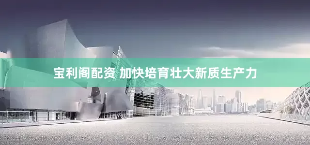 宝利阁配资 加快培育壮大新质生产力